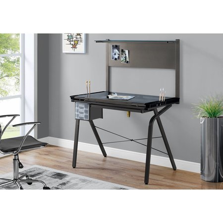 Monarch Specialties Drafting Table - Adjustable / Grey Metal / Tempered Glass I 7034